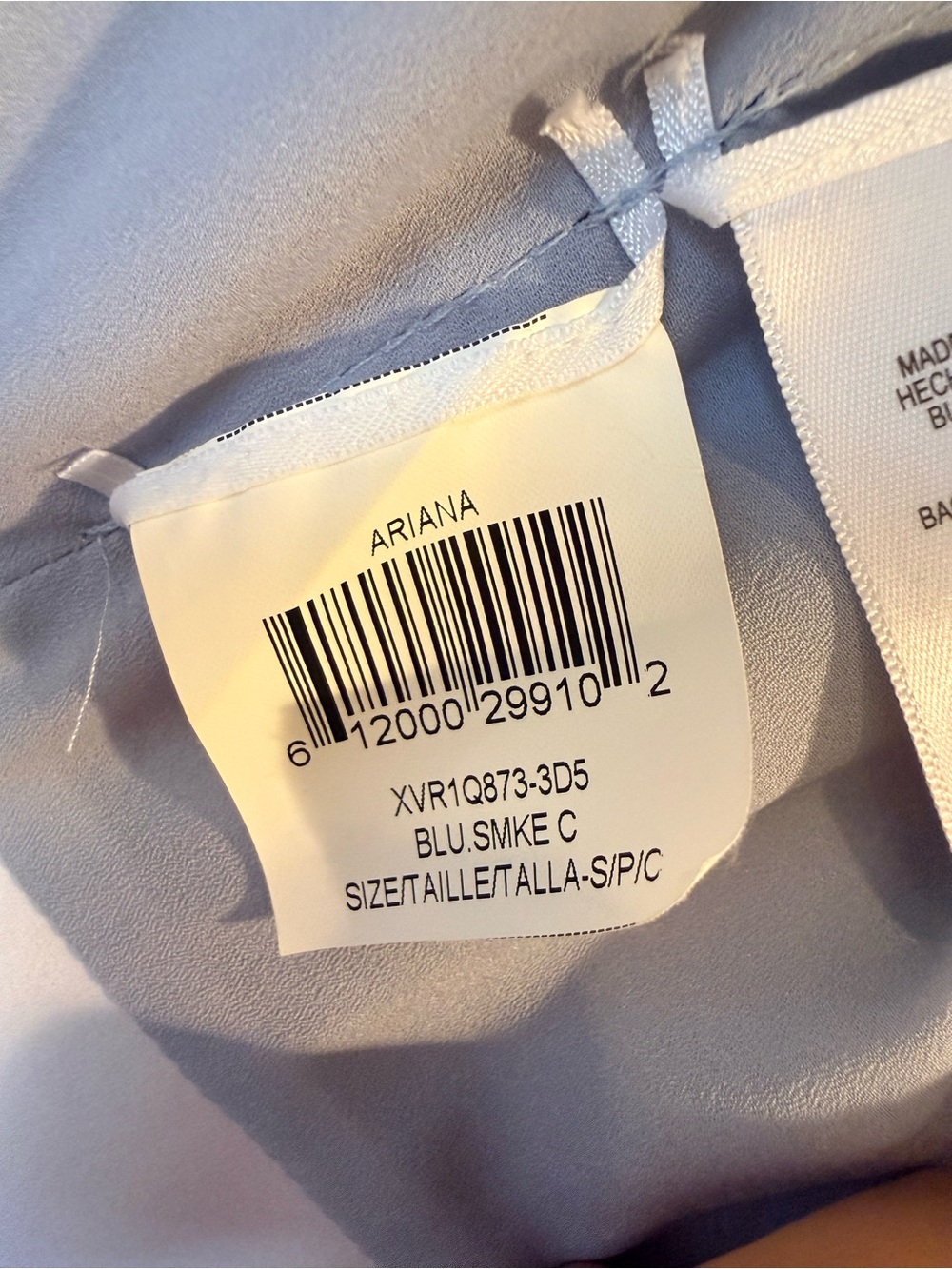 BCBGMaxAzria Powder Blue Sleeveless Layered Peplum Top with White Trim - Picture 4 of 5